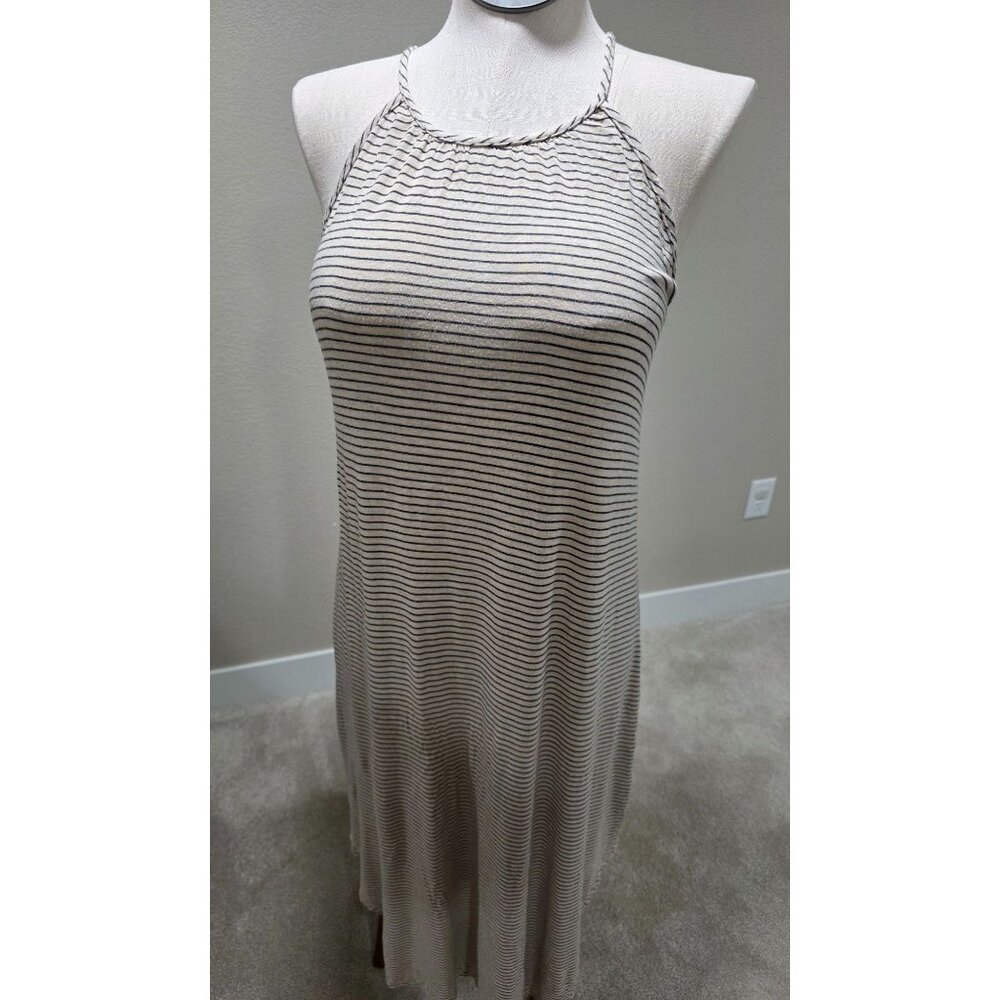 Olivia Rae Striped Sleeveless Casual Dress Medium Beige & Black